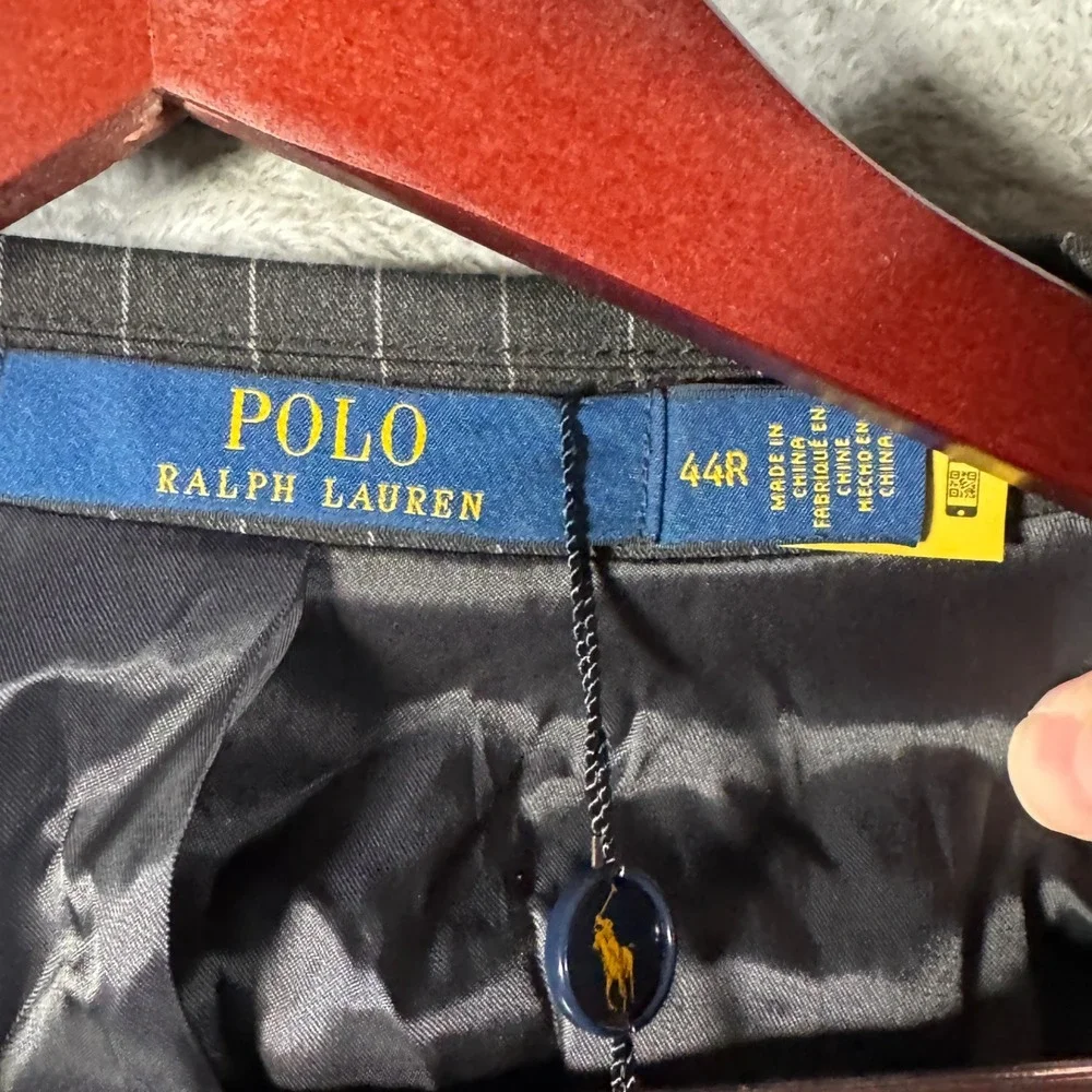 Polo Ralph Lauren Suit Jacket Mens 44R Gray Pinstripe Performance Wool $398